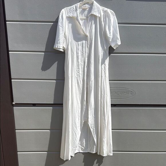 Elegant White Dress - BELAIR - Like New Collared Button Down Maxi Dress - Picture 1 of 5